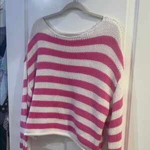 Aerie Pink and Cream Striped Sweater